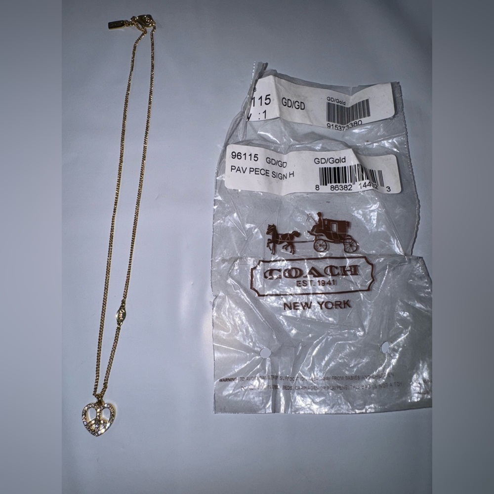 Coach Gold Heart Necklace with Crystal Accents